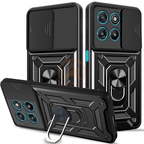 Image of Armor Bumper Back Cover Case for Motorola Moto G67 Power 5G / G57 Power 5G Rotating Camera Cover, Ring Holder & Kickstand | Heavy Duty & 360 Degree Protection Back Cover (Black)
