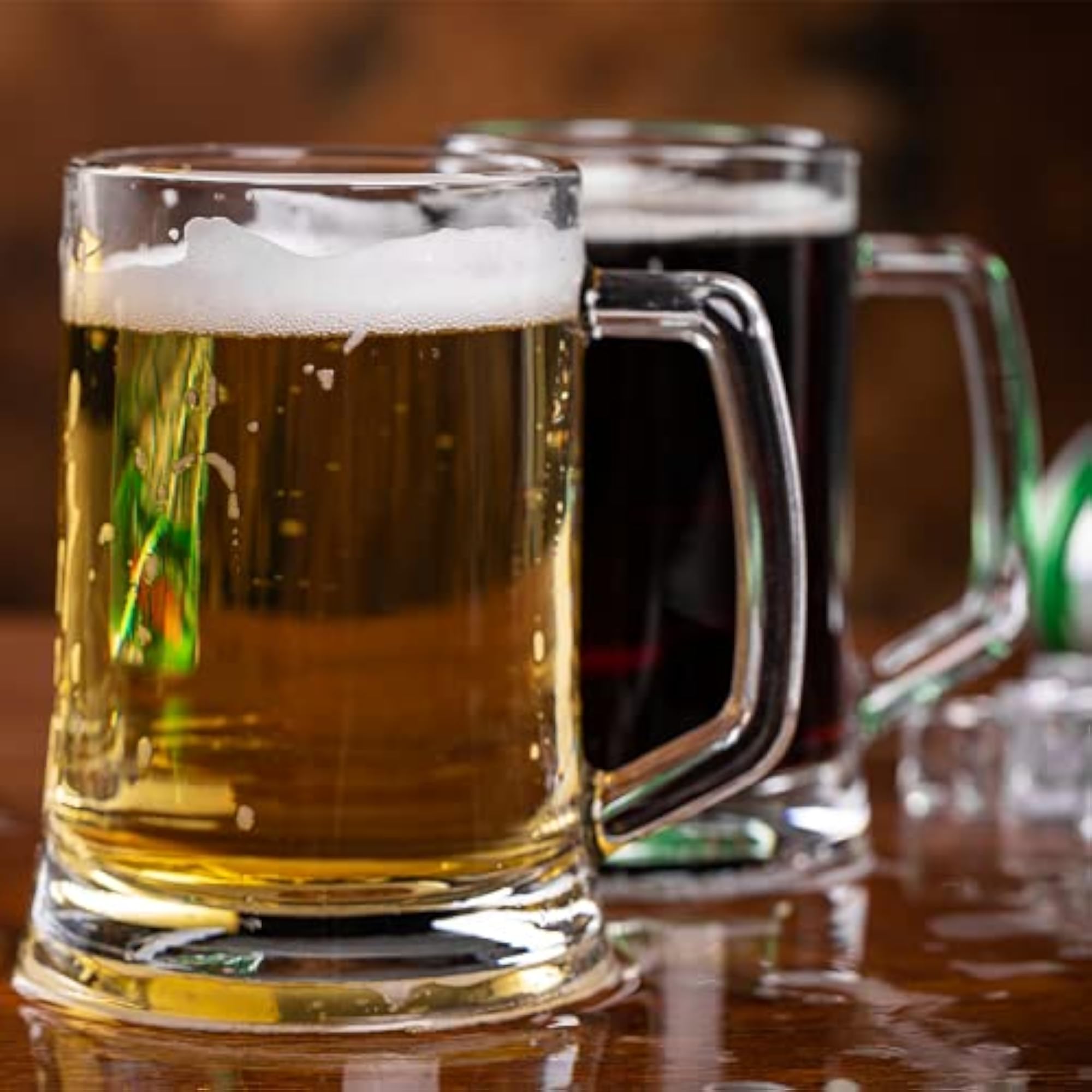 Light Weight Crystal Clear Beer Mugs Set of 8, Perfect Gift