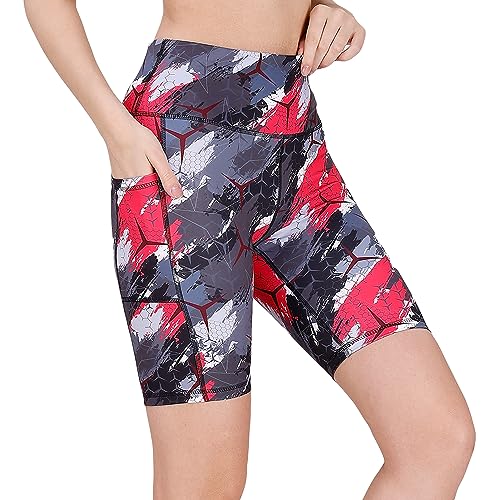 Image of SOIE Women Polyester Blend Sports Shorts High Waist Knee Length with Side Pocket Quick Dry Squat Proof Athleisure Shorts for Workout