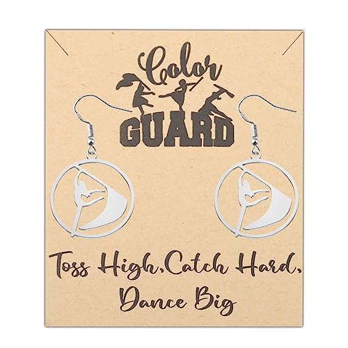 MYOSPARK Color Guard Necklace, Women's Silver Stainless Steel Flag Pendant for Color Guard Fans & Enthusiasts