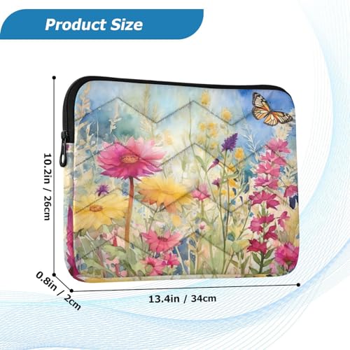 Funda para portátil 13-14 pulgadas flores y mariposas impermeable miniatura 3