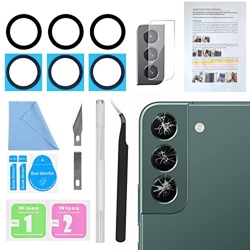 2PCS ASDAWN Back Lens Glass for Samsung Galaxy S22 / S22+ All Carriers, Galaxy S22 and S22 Plus Back Rear Camera Lens Glass Replacement with Free Lens Film + Installation Manual + Repair Tool Set