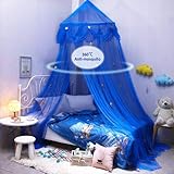  Baby Baldachin Betthimmel, Kinder Babys Bett Blau Chiffon Prinzessin Prinz Hängende Moskitonetz, für Schlafzimmer Ankleidezimmer Kinderzimmer Deko Insektenschutz Spielzelte Lesen