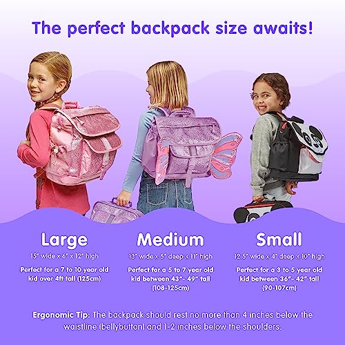 Bixbee Kids Backpack, Purple Sparkly Bookbag For Girls & Boys Ages 5-7 | Daycare, Preschool, Elementary School Bag For Kids | Easy To Carry & Water Resistant #TOP6