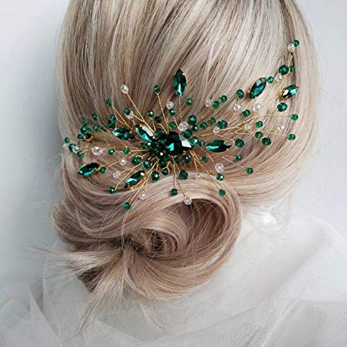 Peine Kercisbeauty Boho Crystal Verde para Boda miniatura 3