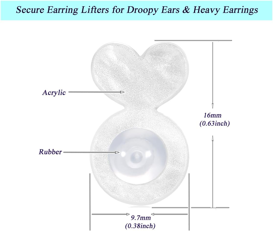 Fomissky-sisa Secure Rubber Earring Backs for Droopy Ears, Earring Lifters Heavy Earring Support Backs, Acrylic Plastic Earring Backs Replacements