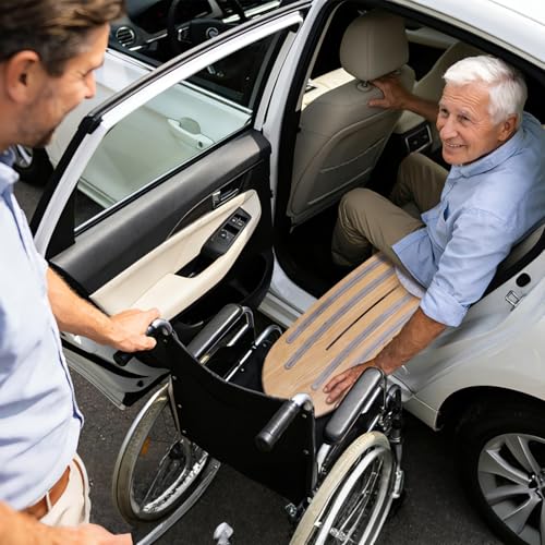Wood Arc-Shaped Slide Transfer Board,Patient/Seniors Move Assist Device,Transfer to Wheelchair/Car/Toilet/Tub/Slide Sheet,with Soft Seat,Holds up to 500 Pounds,2 Cut Out Handles,35.5 * 13.4” - Thumbnail 6