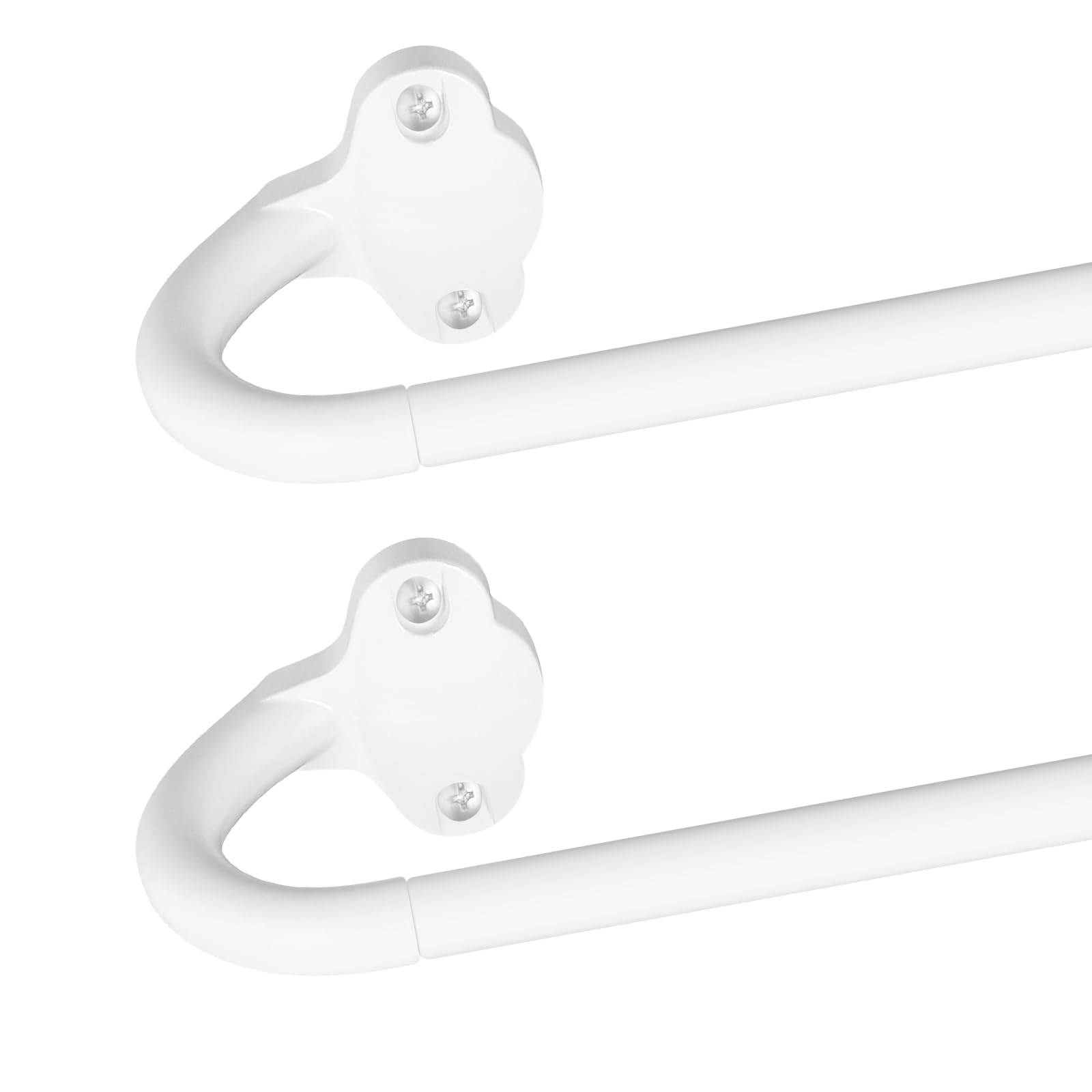 2 Pack Wrap Around Curtain Rods,White Curtain Rods 28 to 48 Inch,5/8 Inch Adjustable Blackout Curtain Rod Set with Bracket,Room Darkening Window Rod,Metal Hidden Curved Drapery Rods 28-48",White