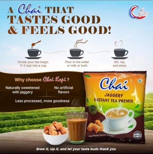 Image of Chai Jaggery Instant Tea Premix Powder | Premium Tea Extracts And Natural Jaggery (Gur) | 160 gm (Pack of 1)