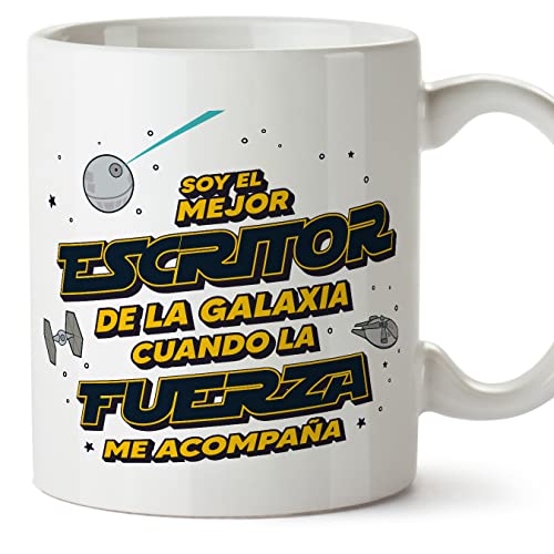 MUGFFINS Canecas para escritor homem - em espanhol - melhor da galáxia quando força me acompanha - 11 oz / 330 ml - presente original e divertido