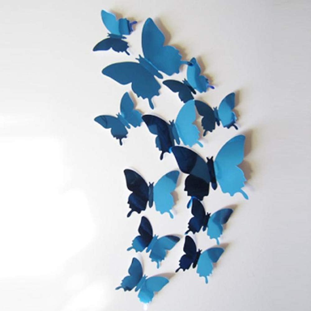 VOYOAO 3D Stereoscopic Decal Single Layer Solid Color Bright Paper Butterflies Decoration, 12PCS Indoor Creative DIY Home Decor Wall Art Sticker Decoration I