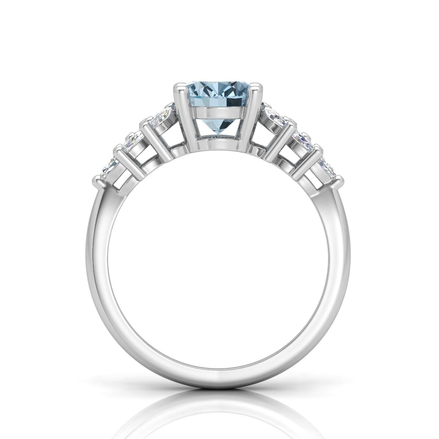 Anello di fidanzamento per lei con acquamarina naturale da 1,50 carati, con pietra di nascita di marzo