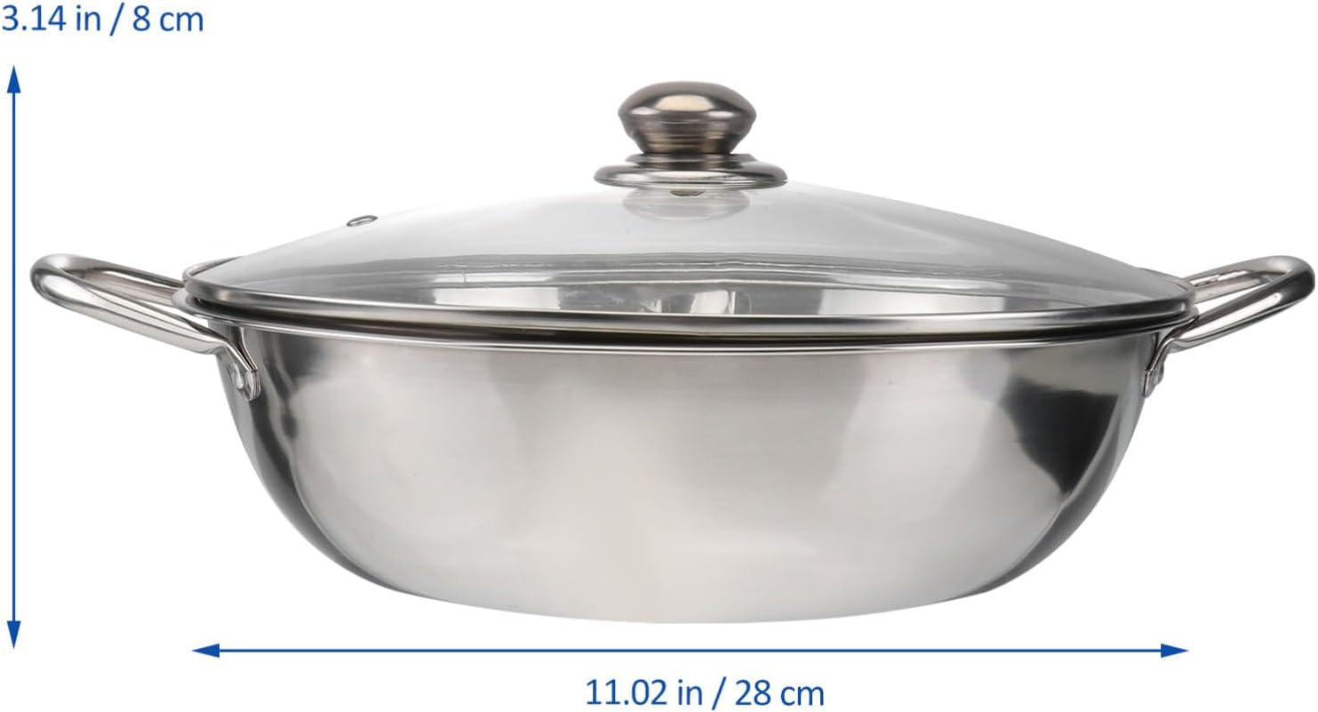 11-inch Stainless Steel Hot Pot with Lid - Divided Cookware for Induction & Gas Stoves, Perfect for Family Meals & Gatherings