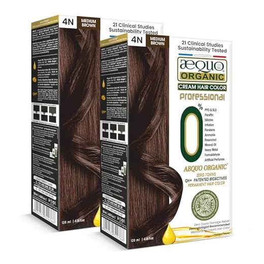Aequo Organic Cream Salon Pack Hair Colour 4N Medium Brown for Men and Women,120 ML|Natural Long Lasting Permanent Color for Hair, Beard & Mustache|100% Grey Coverage| PPD & Ammonia Free (Pack Of 2)