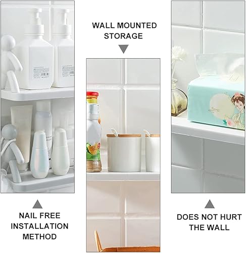 Miniatura 8 de DOITOOL 2 estantes flotantes montados en la pared, exhibición de repisa de plástico para pared, estante de pared que se pega en daños, estante
