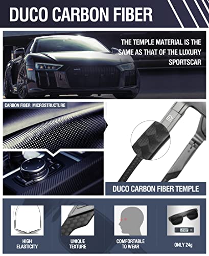 Image of DUCO Square Polarized Sunglasses for Men Women Large Flat Top Shield Sun Glasses UV400 Protection Carbon Fiber Shades DC8230