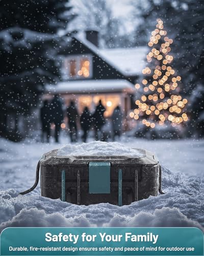Outdoor Electrical Box Waterproof, Unistyle Large Outdoor Extension Cord Cover (12.3 x 7.5 x 5.1 inch), Protect Power Strip, Timer Outlet Plug Cord Box Holiday Lights Decoration,Black - Thumbnail 4