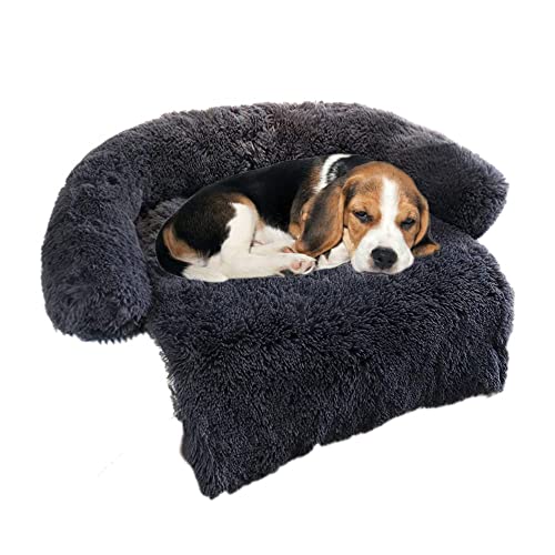 Calming Dog Bed Fluffy Plush Dog Mat For Furniture Protector With Removable Washable Cover For Large Medium Small Dogs And Cats (Small(35X31X5), Dark Grey) #TOP8