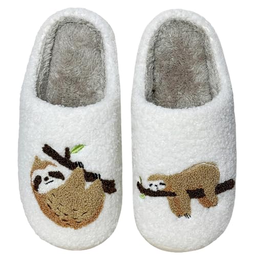 Fuzzy Animal Slippers for Womens & Mens Cute Funny Comfortable Slippers Soft Plush Winter Warm Home Slippers
