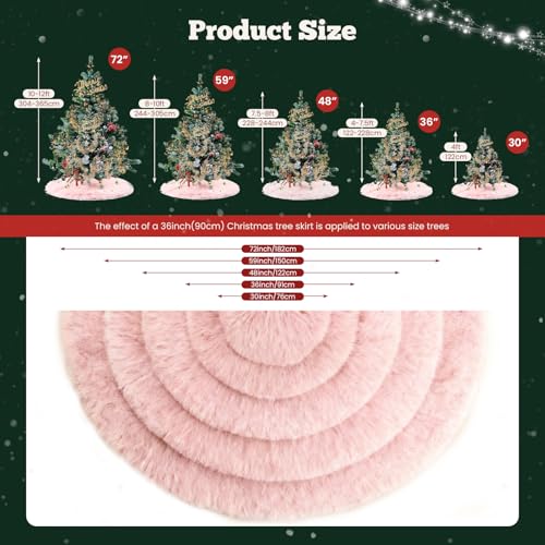 iMucci 36inch Christmas Tree Skirt Wool Fur Pink Tree Skirt Small Tree Skirts Pink Trees Skirt Holiday Party Decoration by iMucci - Image 6