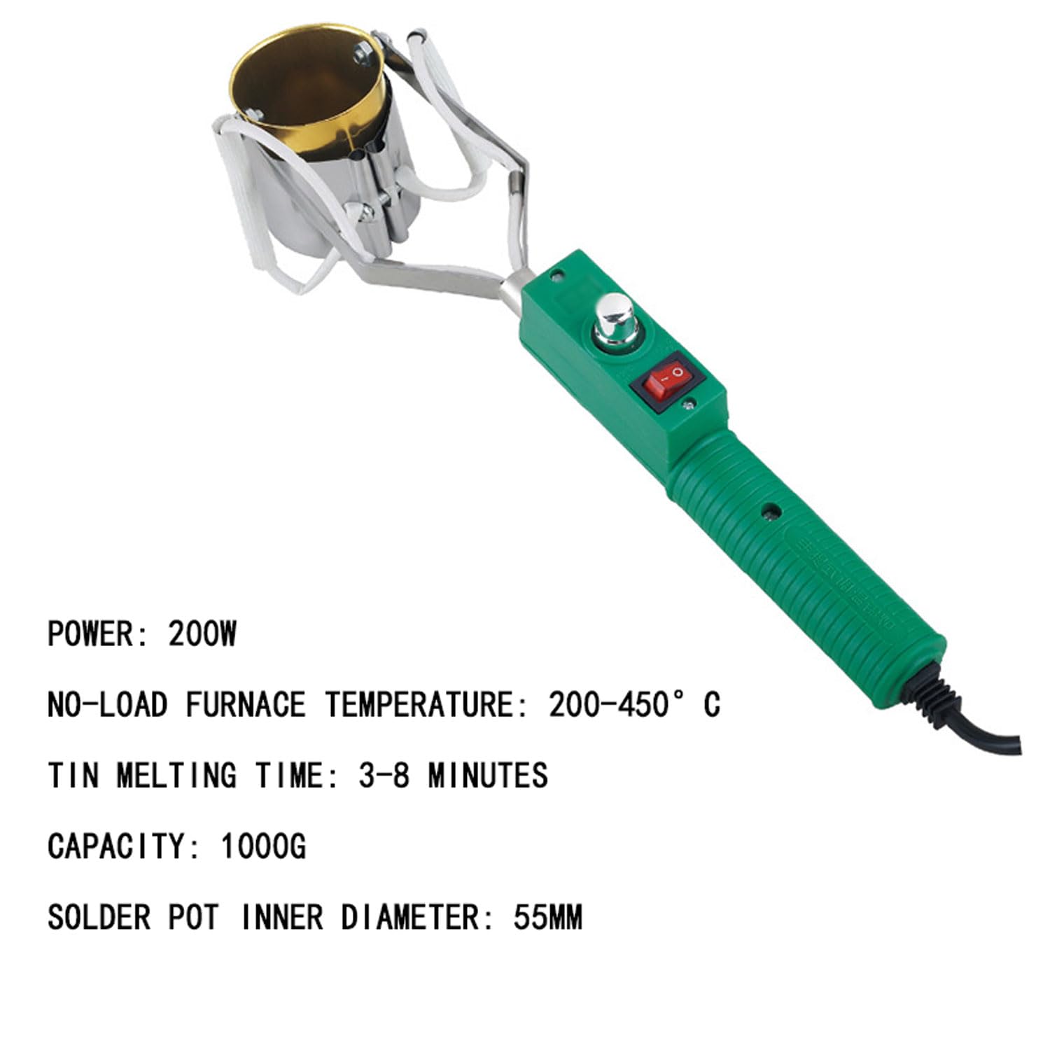 Przenośny piec do topienia cyny 200 W, 1000 g spawanie elektryczne cyny garnek do topienia cyny, zakres temperatur od 150 do 450 ℃, mini garnek do topienia ołowiu do form wędkarskich