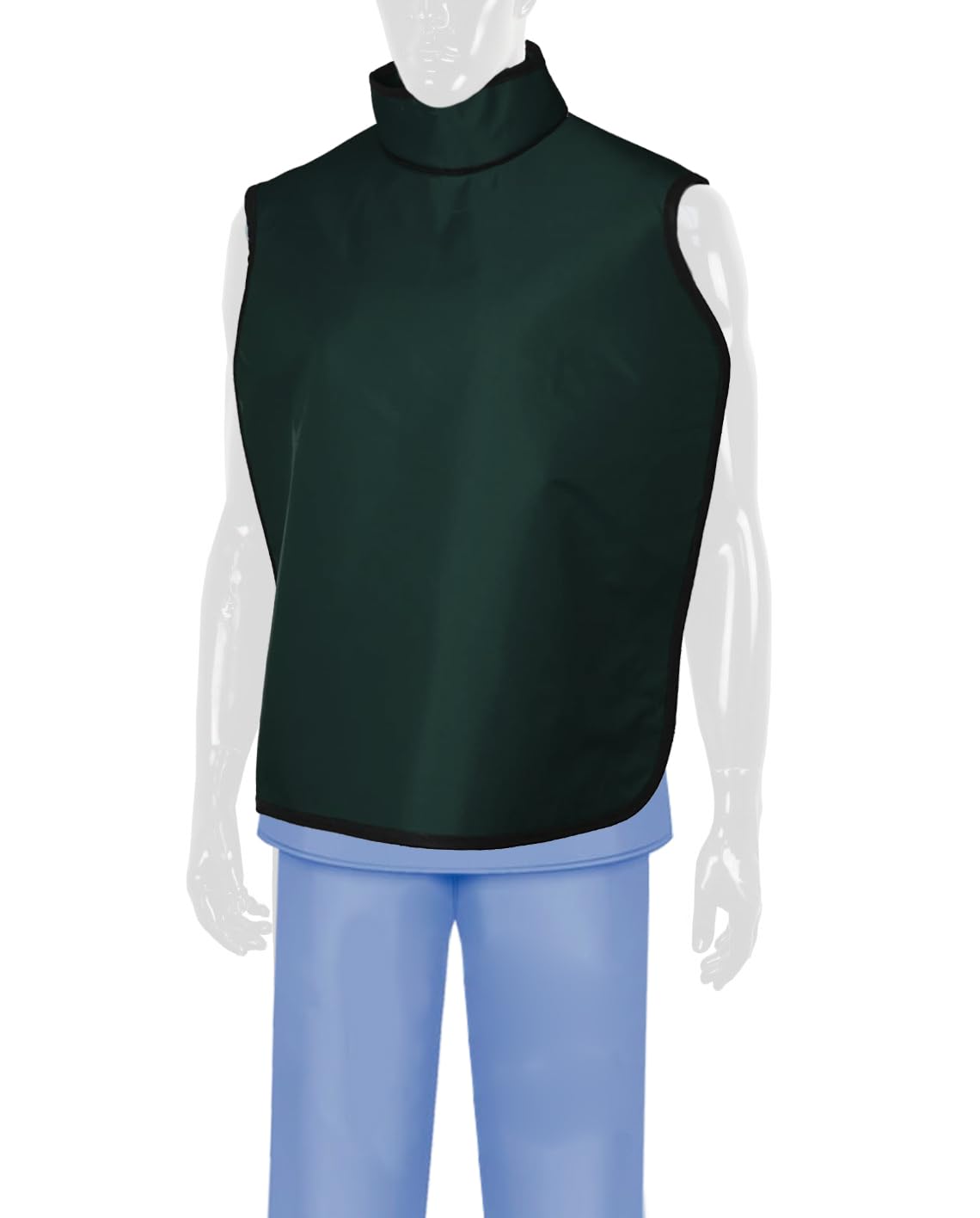 Quickship Dental Lead Apron – 0.25 mm Pb Eq, Lightweight Lead Core, Nylon Outer, Hook-and-Loop Neck, Hanging Loops, Black Binding (Nylon Green)