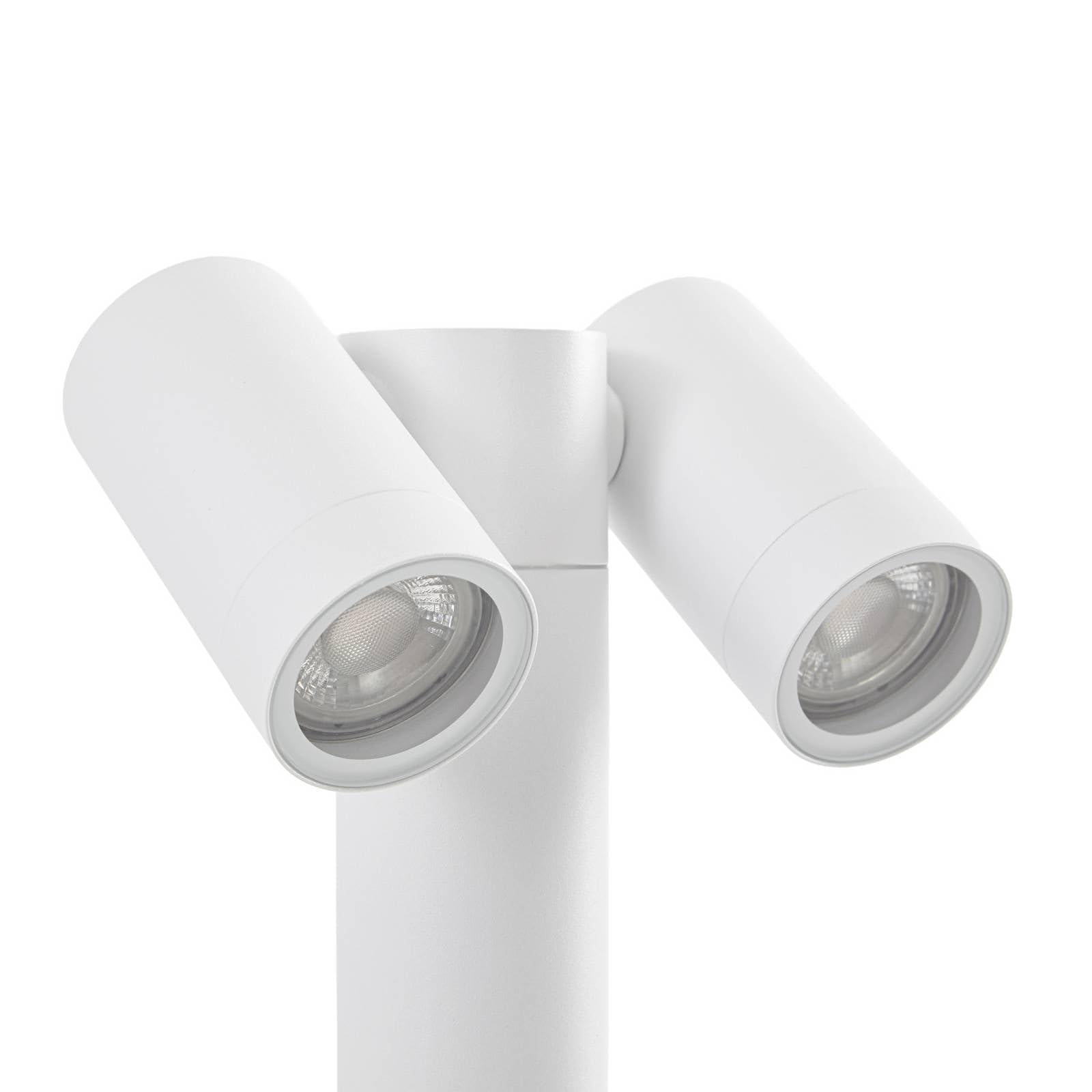 Lampa zewnętrzna Tulimar (nowoczesna) w kolorze białym z aluminium (2 żarówki, GU10) – lampa ścieżkowa, lampa ścieżkowa, lampa cokołowa