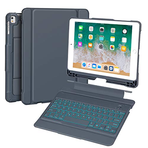 iPad 9.7 Keyboard Case Compatible iPad 9.7 2017(5th Gen), 2018(6th Gen), Pro 9.7