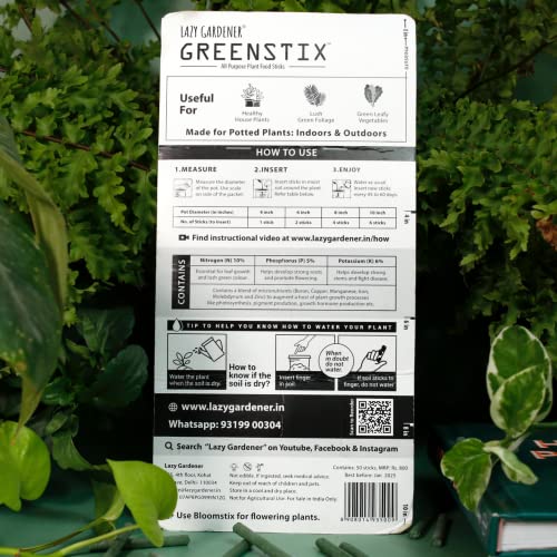 Image of Lazy Gardener Plant Food Sticks | Greenstix for Leafy Veggies & Green Plants| Essential Nutrition, Hassle-Free & Slow-Release | Pack of 4