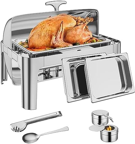 Amazon.com: ROVSUN 9Qt 3 Packs Roll Top Chafing Dish Buffet Set ...