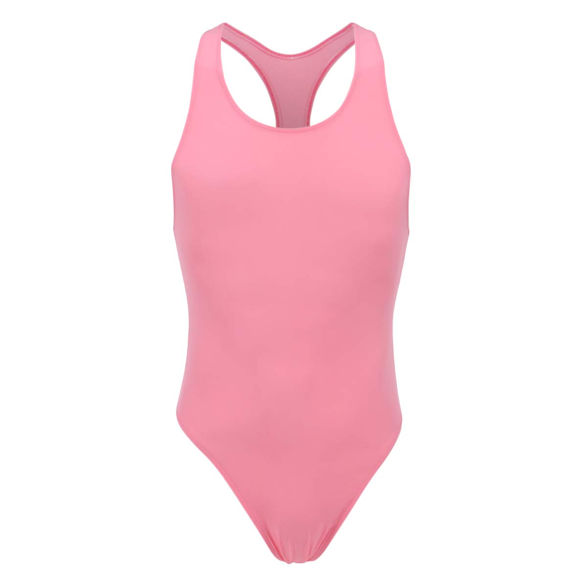 FYMNSI Men's Leotard Underwear Sexy Racer Back One-Piece Bodysuit Stretch Swimsuit Thongs Singlet Workout Pink