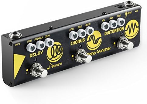 Donner Multi Guitar Effect Pedal Alpha Cruncher 3 Type Effects Delay Chorus Distortion Pedal with Adapter