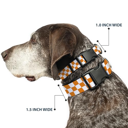 Buckle-Down Plastic Clip Collar - Checker White/TN Orange - 1/2" Wide - Fits 6-9" Neck - Small by Buckle-Down - Image 2