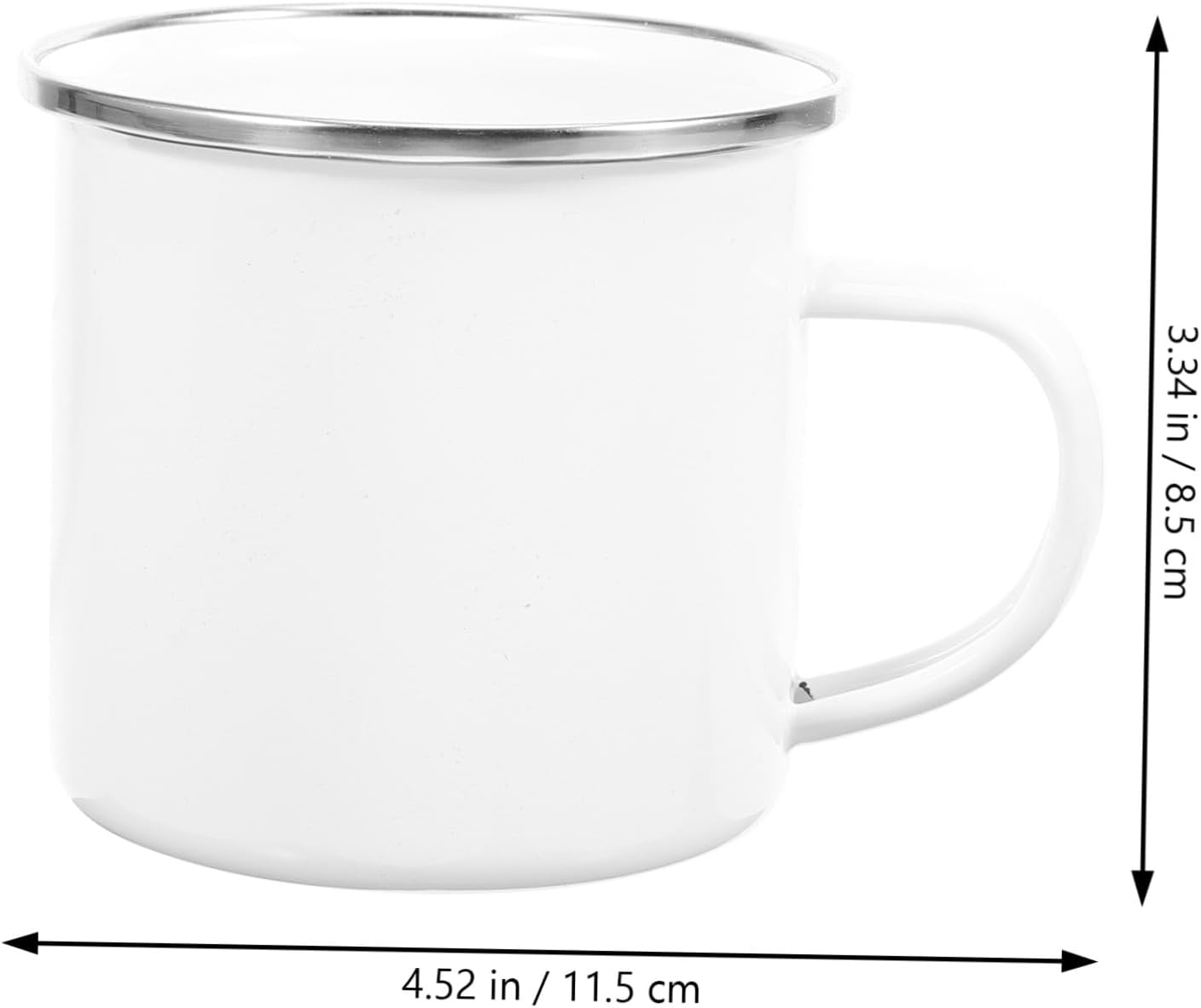 OSALADI Enamel Camping Mug 350ml Small Heat-resistant Outdoor Drink Cup White with Metallic Rim Portable Coffee Cup for Hiking and Travel
