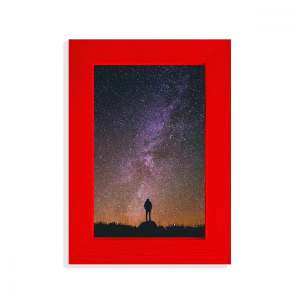 Cadre photo rouge étoilé Voie lactée au design astronomique premium