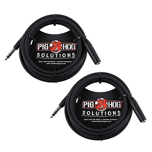 Pig Hog PHX14-10 1/4" TRSF to 1/4" TRSM Headphone Extension Cable, 10 Feet (2-Pack)