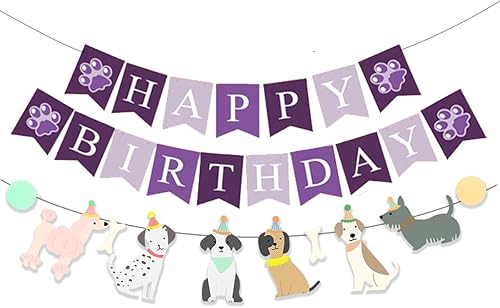 Vista 75 de Cartel con temática de perro feliz cumpleaños, decoración colorida para niños, bebés, perros, suministros de fiesta de cumpleaños Perro