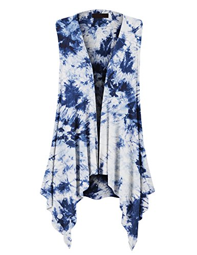 Image of Made By Johnny Women's Lightweight Sleeveless Cardigan - Draped Open Front Vest with Asymmetrical Hem