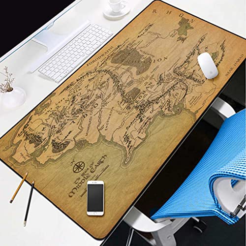 Tapis de souris XXL One Piece 3D carte jaune vintage pour souris gaming et bureautique