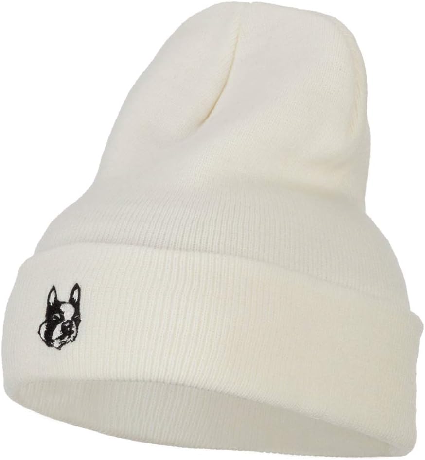 e4Hats.com Boston Terrier Dog Face Embroidered Long Beanie