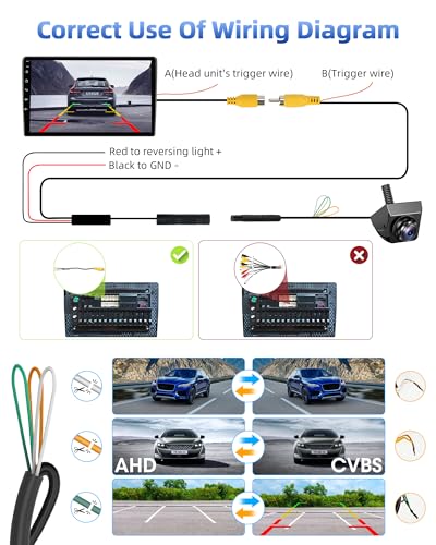 Image of AHD 1080P Backup Camera 【180 Wide View Angle】 Reversing Rearview Camera Adjustable Angle Night Vision IP69 Waterproof Front /Side /Rear View Camera for Universal Car Vehicle SUV Trucks RV