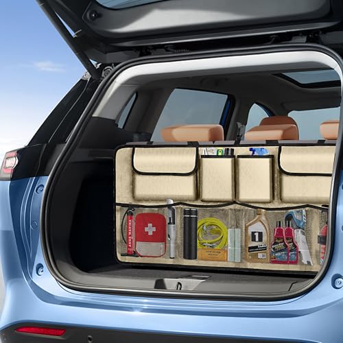 Image of Car Trunk Organizer and Storage, Large Capacity Backseat Hanging Storage Accessories, Backseat Car Organizer for SUV /MPV /Truck (Champagne)