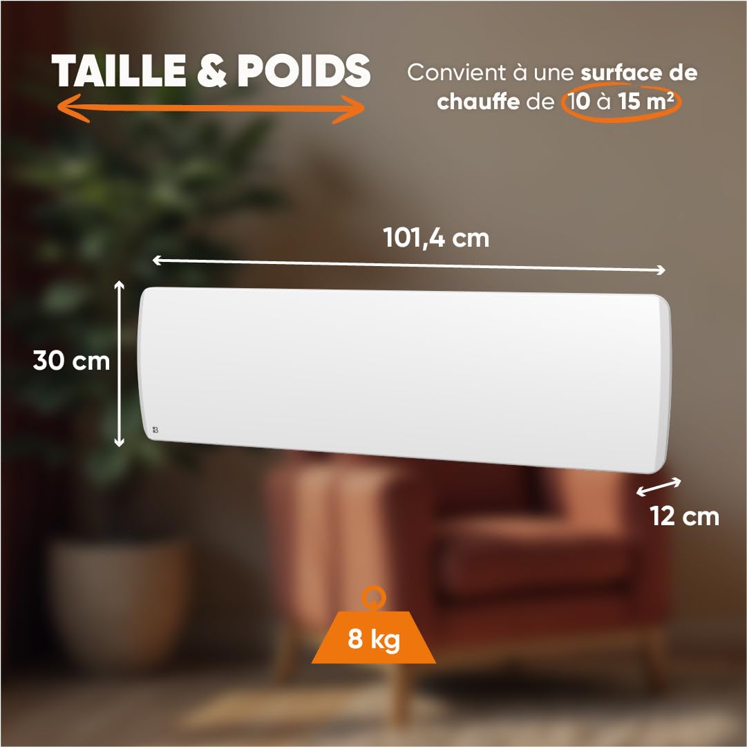 BESTHERM - Radiateur électrique fixe à inertie sèche céramique 1500W Bestherm ARIA plinthe blanc