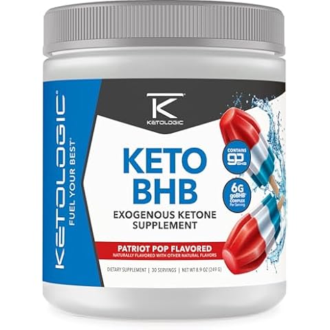 Ketologic Keto BHB (Patriot Pop Flavor) 30 Servings - Exogenous Ketone Supplement with goBHB, Beta-Hydroxybutyrate Salts Cover