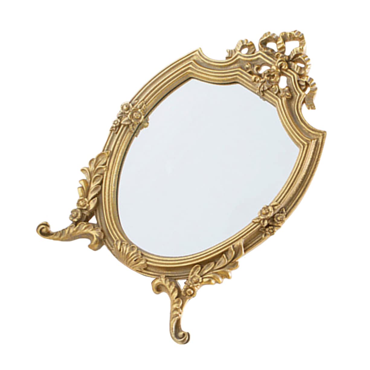 Miroir de maquillage vintage résine dorée pour obtenir un reflet clair et sans déformation