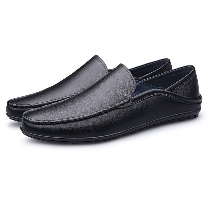 Men's Loafers Shoes Round Toe Leather Stitching Details Lightweight Flexible Flat Heel Fashion Prom Slip-on3
