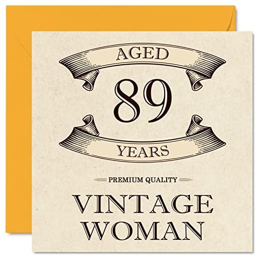 Tarjetas de cumpleaños vintage de 89 años para mujer, de 89 años, divertida tarjeta de cumpleaños para mamá, hermana, esposa, abuelita, niñera, 145 mmx145 mm, tarjeta de felicitación de 89 cumpleaños