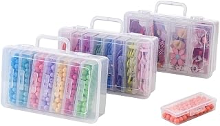 3 Pack Clear Plastic Storage box with Handle, 8pcs inner small Rectangular Case for Cotton Swab, Nose Bleed Plug, Craft, Bobby Pin, Jewelry, Bead, Button, Sewing Kit, Screw, Small Part