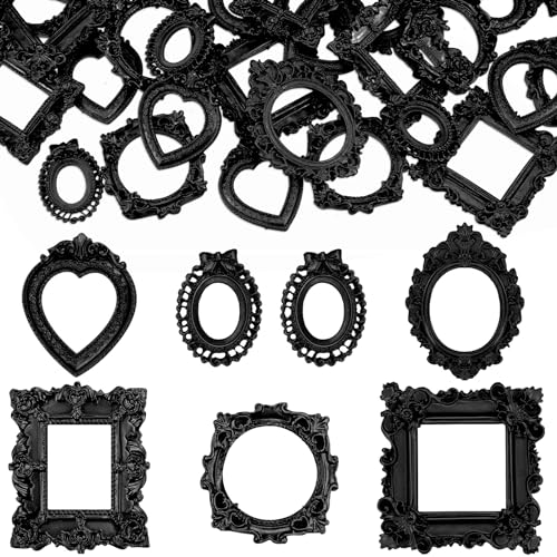 Remerry 60 Pcs Mini Picture Frames Vintage Resin Antique DIY Frame,Black