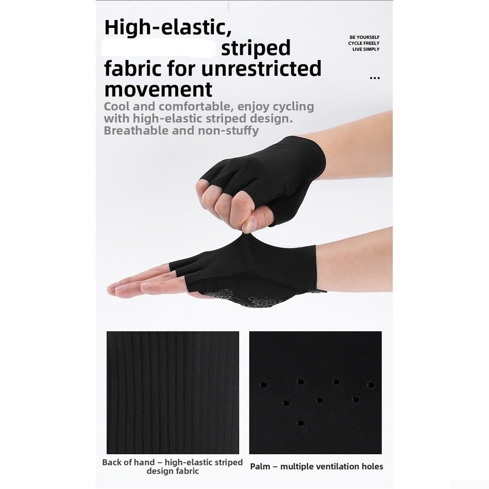 Guanti da ciclismo con design a mezze dita, imbottitura in gel sul palmo e retro in rete 3D per dissipazione del calore durante le calde salite in montagna